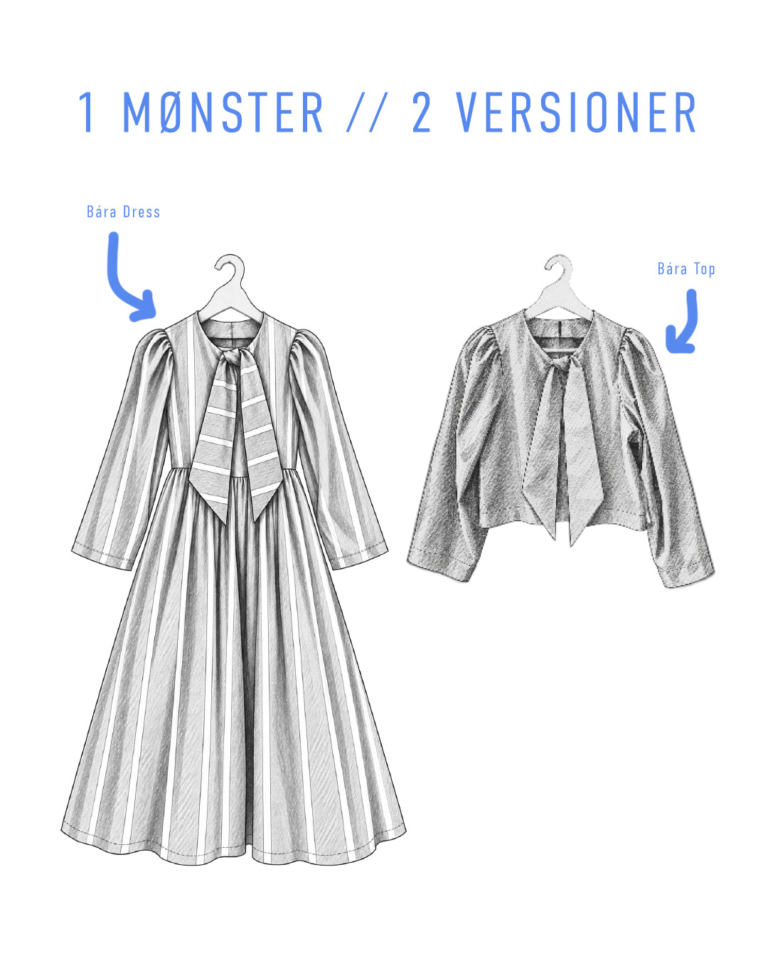 Bára Dress & Top // Digitalt PDF symønster (dansk)