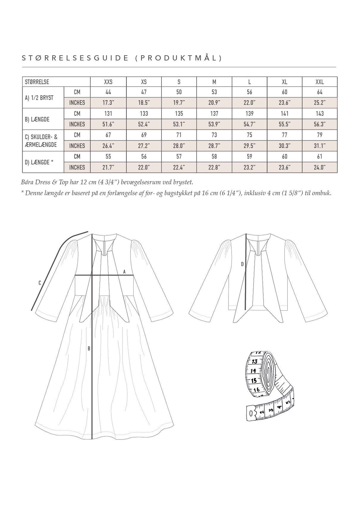 Bára Dress & Top // Digitalt PDF symønster (dansk)
